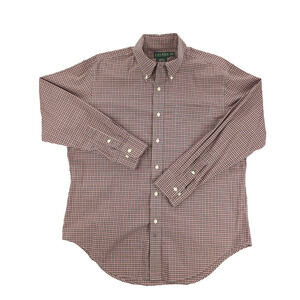 Lauren Ralph Lauren Shirt Mens 16.5 34/35 Red Plaid Classic Fit Non Iron Cotton